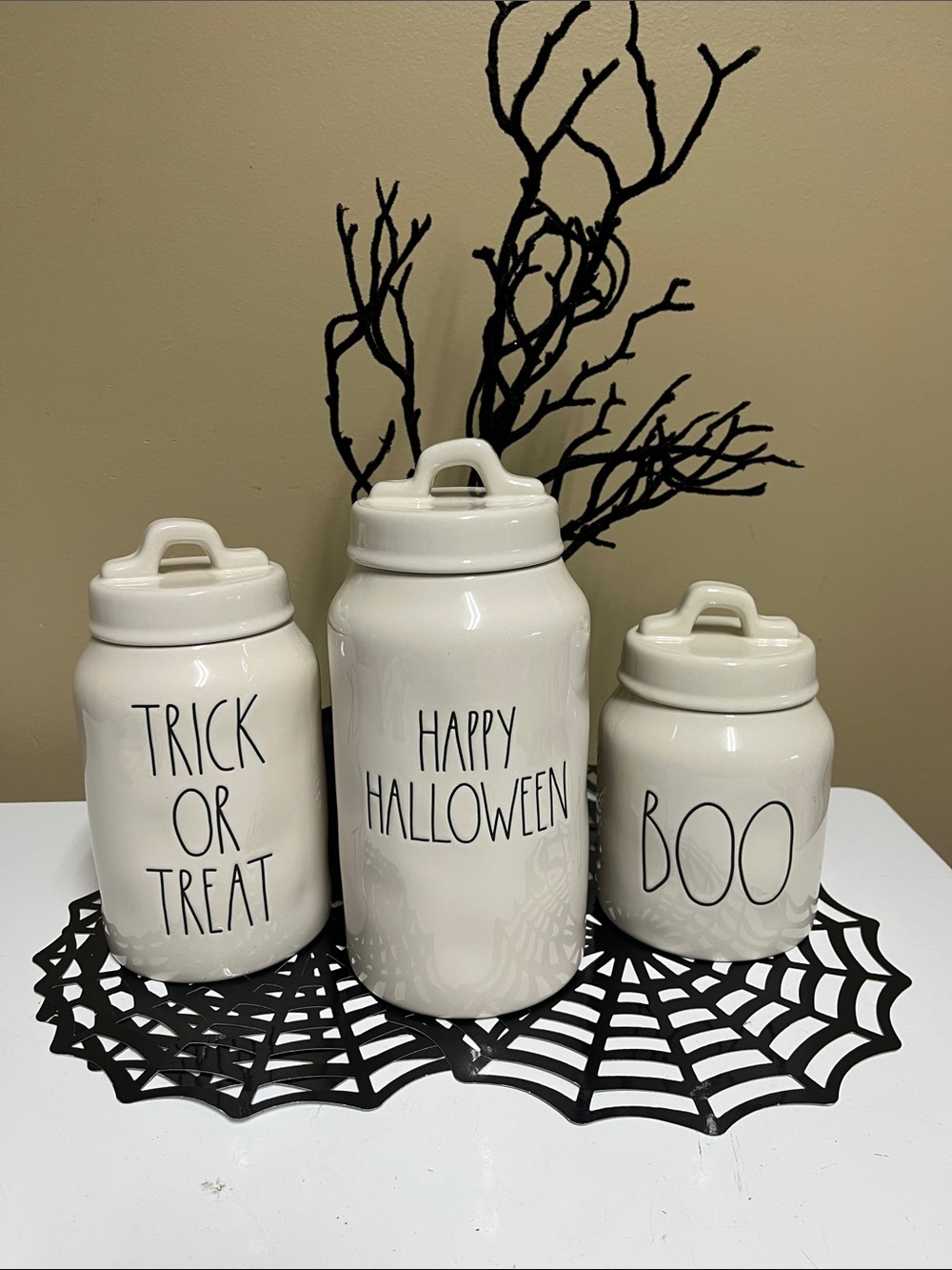 Rae Dunn Happy Halloween, Trick or Treat ,Boo Canister Set